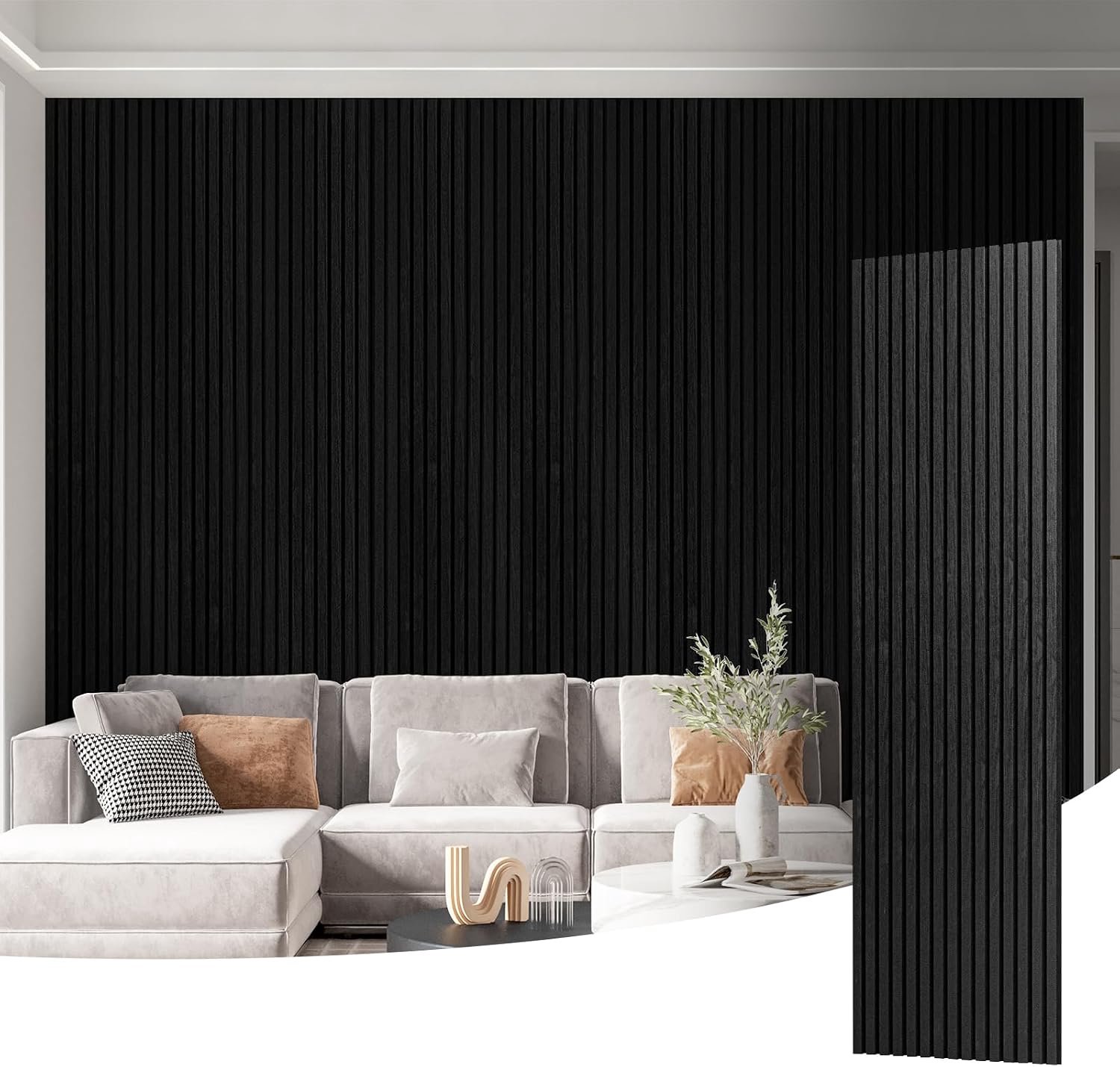 Art3d Akoestische 3D panelen, geluiddempend opvouwbaar, Zwart-Eiken