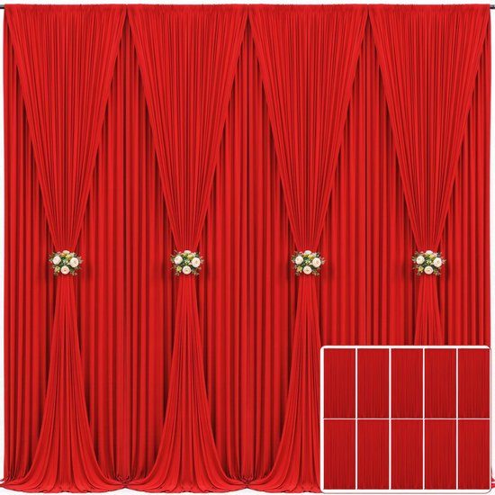 10 Panelen Rode Achtergrond Gordijn voor Feesten Bruiloft Kreukvrij Rode Foto Gordijnen Achtergrond Gordijnen Stof Decoratie voor Kerstmis V