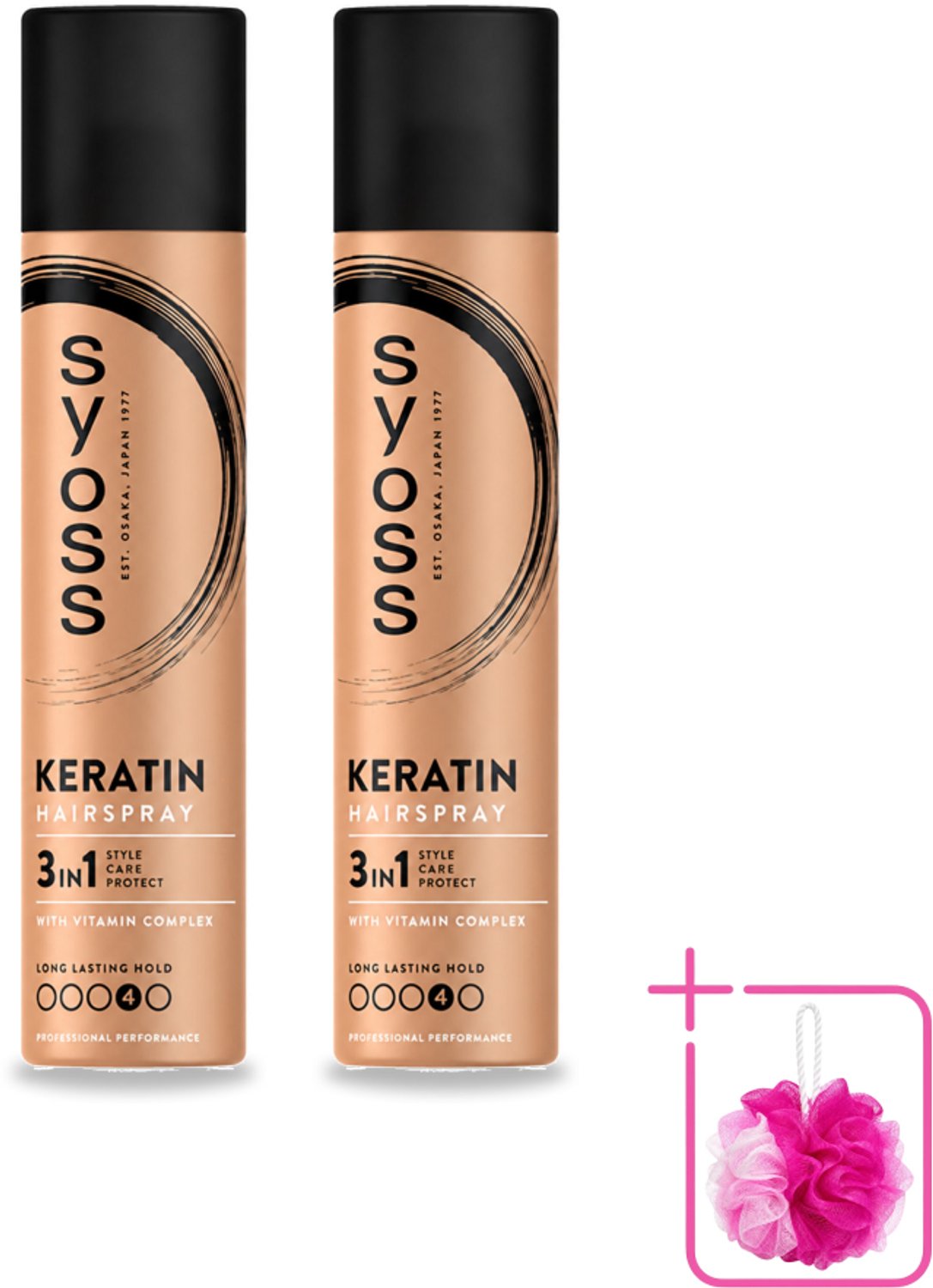 2 x Syoss - Keratin - Haarspray - Versterkt & Fixeert - 300 ml - Bulkverpakking - Haarspray - Douchemop - Haarversterken