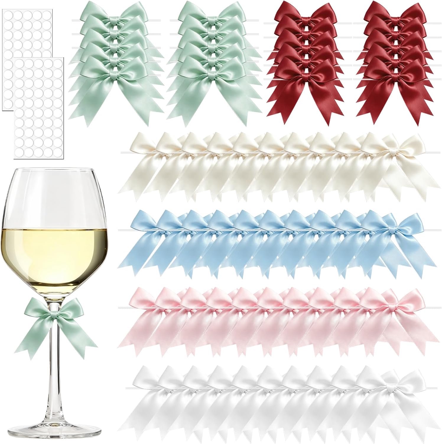 Cadeaustrik, elk 10 strikken per kleur, kleine strikken