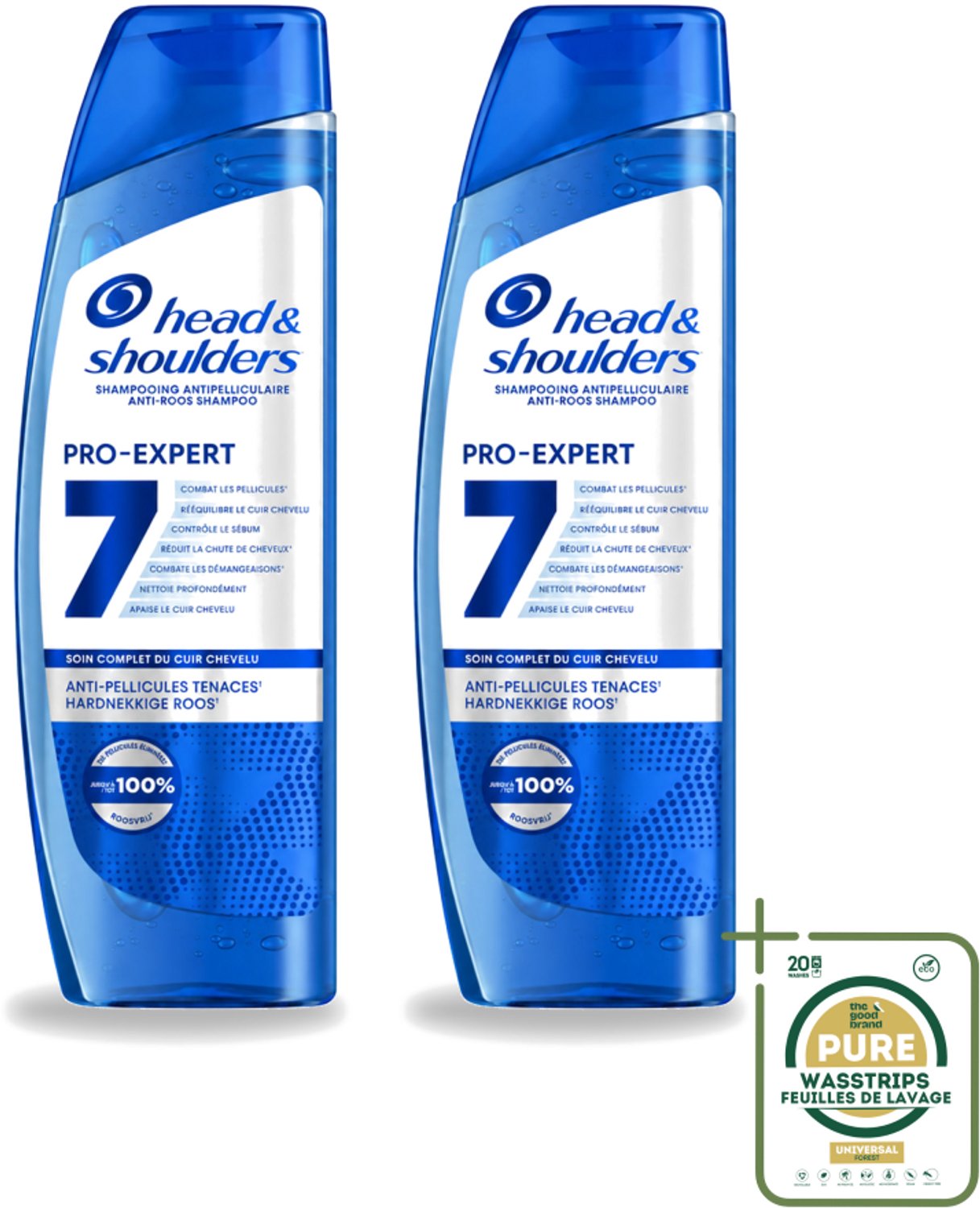 2 x Head & Shoulders - Shampoo - Pro-Expert 7 - Anti-Roos - 250 ml - Wasstrips - Anti-roos Shampoo - Hoofdhuidbescherming - Roosbestrijding - Tea Tree-olie - Hoofdhuidbalans