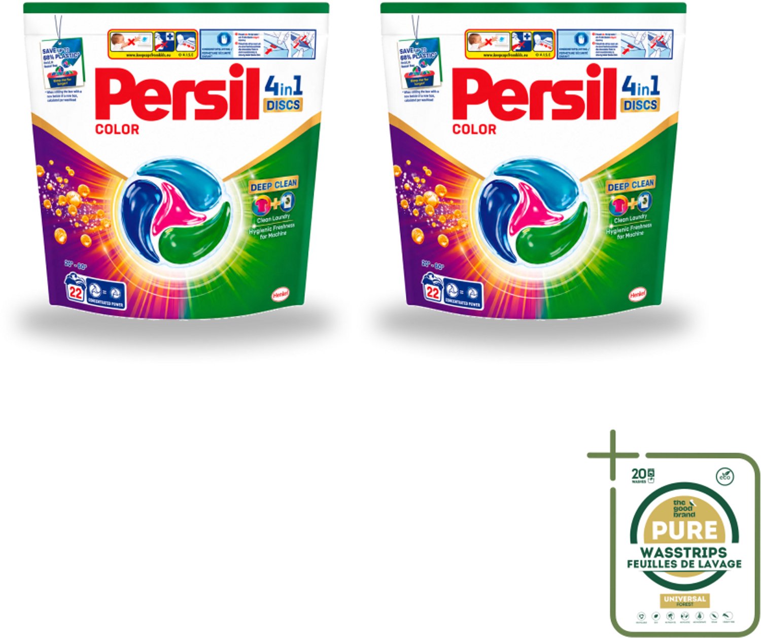 2 x Persil - Wasmiddel - Wasmiddelcapsules Discs Gekleurde Was - Voor Gekleurde Was - 22 wasbeurten - Wasstrips - Gekleurde Was - Wasmiddelcapsules - Persil 4in1 Discs - Kleurbehoud - Vlekverwijdering