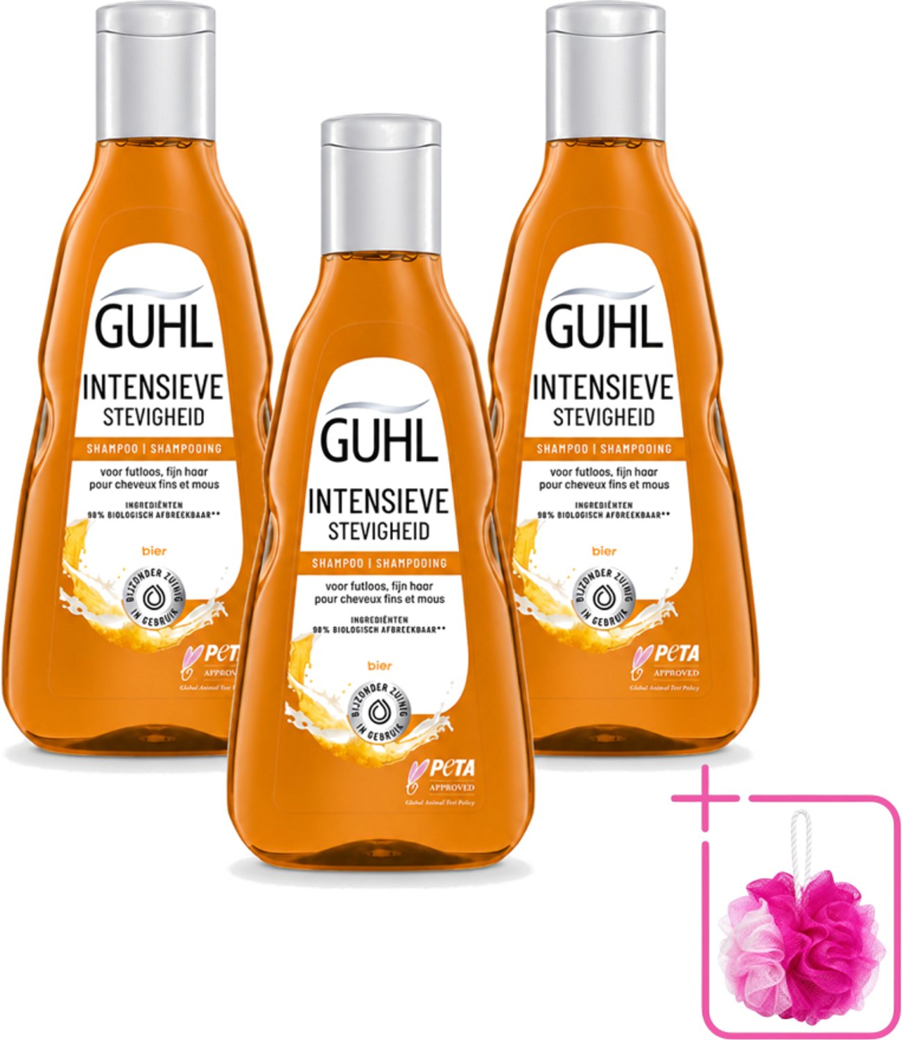3 x Guhl - Shampoo - Intensieve Stevigheid - 250 ml - Bulkverpakking - Haarversterking - Douchemop - Volume