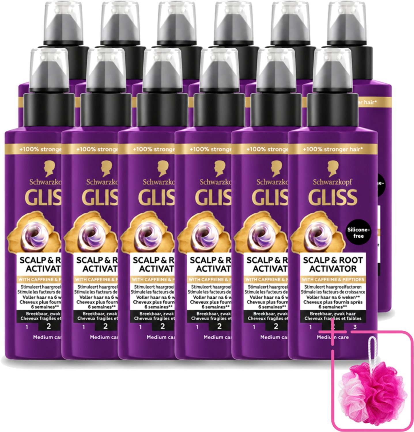 12 x Gliss - Scalp & Root Activator - Siliconenvrij - Voor Gezonde Hoofdhuid - 100 ml - Bulkverpakking - Haargroei activator - Douchemop - Haarwortel stimuleren