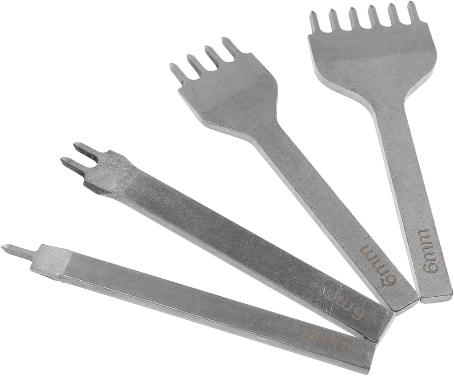 Set Van 4 Witte Stalen Perforators Voor Leerbewerking Essentieel Voor Het Stikken En Bewerken Van Leer
