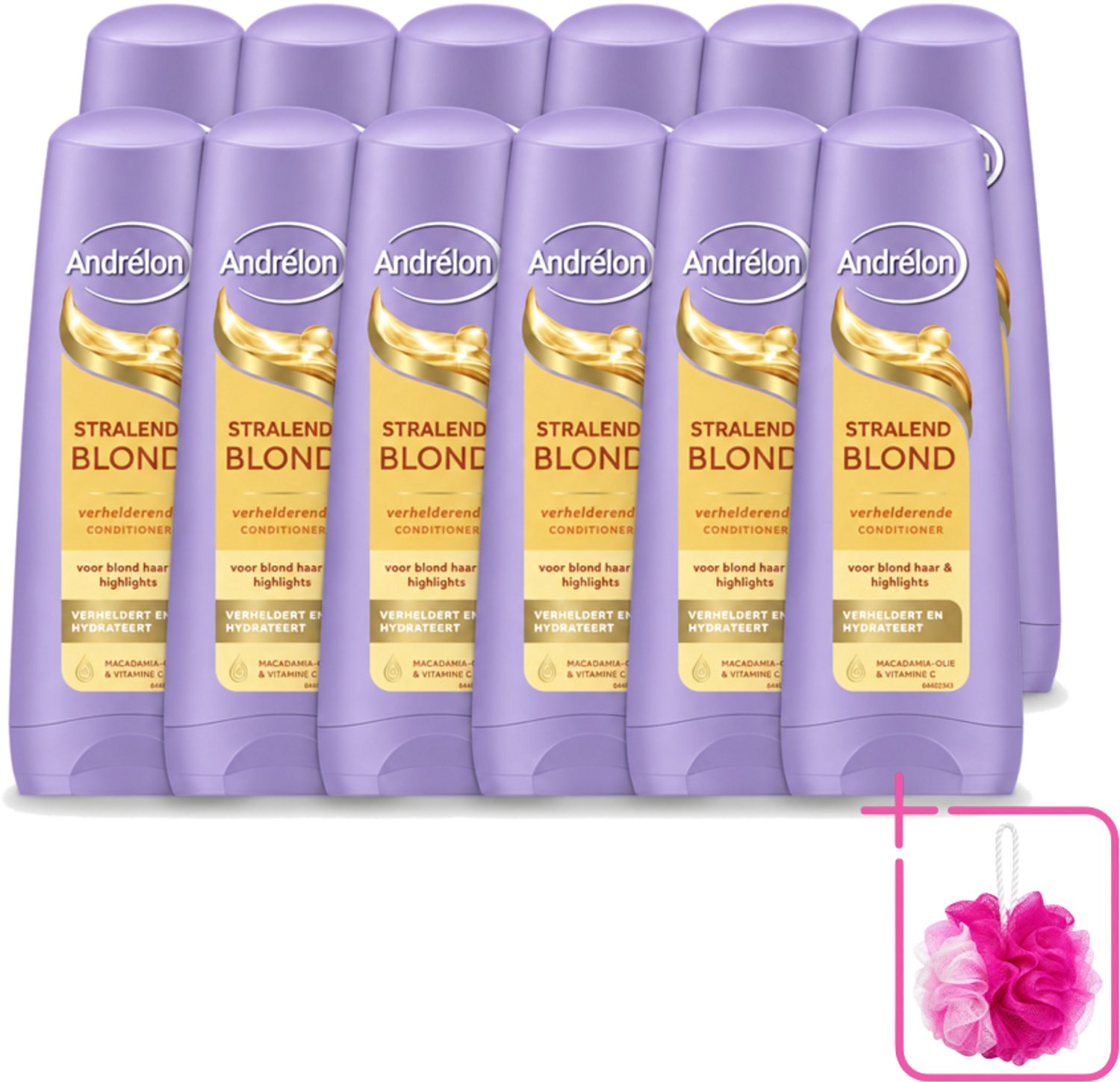 12 x Andrélon – Conditioner – Stralend Blond – 200 ml - Bulkverpakking - Blond haar verzorgen - Douchemop - Verhelderen
