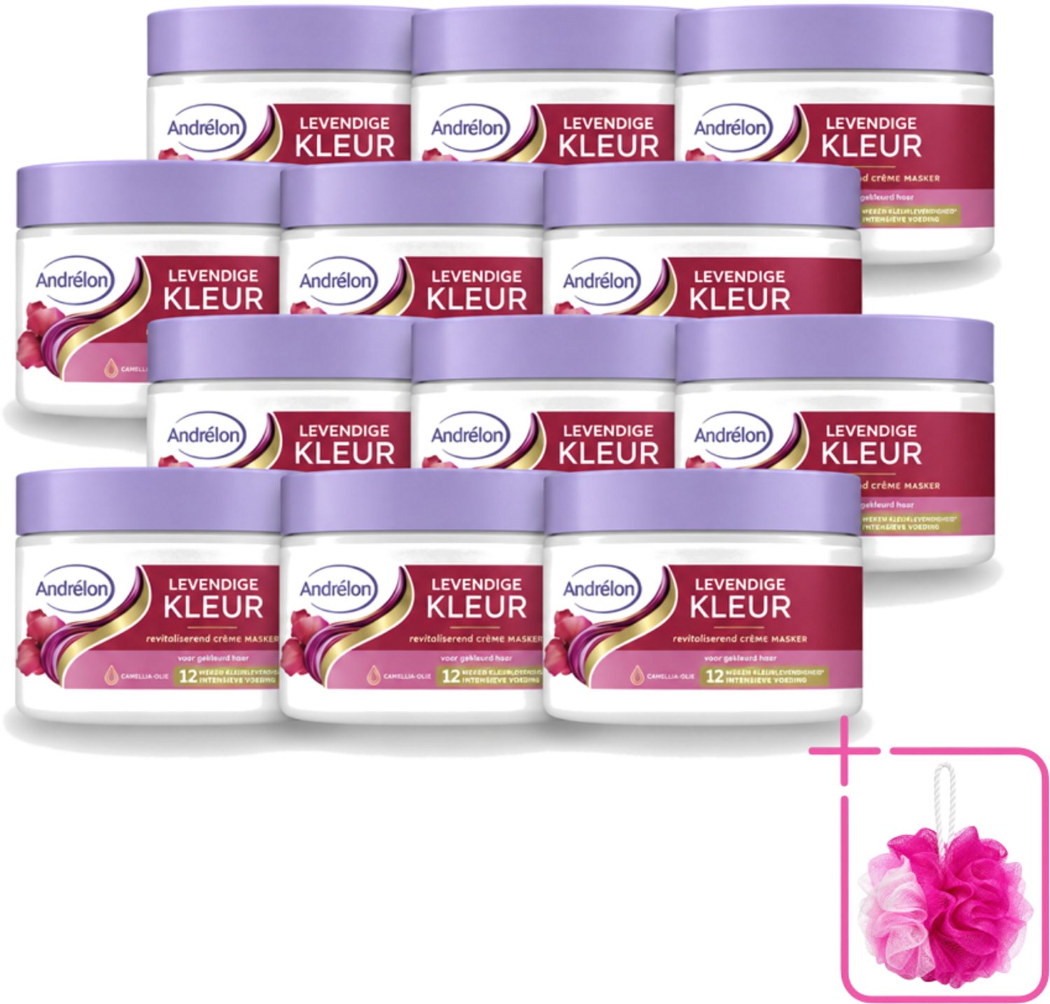 12 x Andrélon – Crème Haarmasker – Levendige Kleur – 300 ml - Bulkverpakking - Gekleurd haar verzorging - Douchemop - Kleur behoud