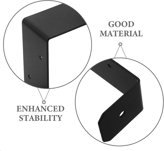 2 Stuks Heavy Duty Post Tie Bracket Zwart Square Tube Strap Clamp voor Tuinhek Ondersteuning met Verstelbare Montagegaten voor Stabiele Fence Post Fixatie — afbeelding 4