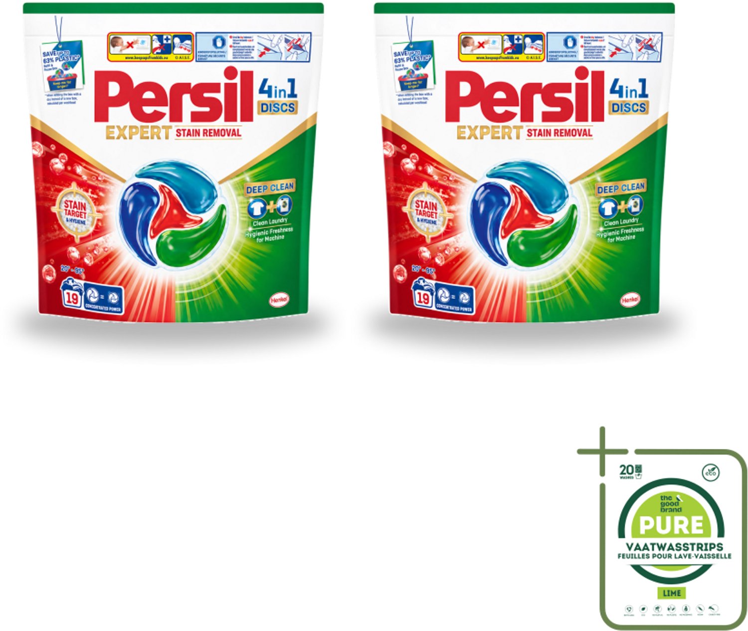 2 x Persil - Wasmiddelcapsules - Discs Stain Removal - 19 Capsules - Grootverpakking - Vaatwasstrips - Vlekverwijdering - Wasmiddel - Wasmiddelcapsules - Diepe Reiniging - Stofreiniging