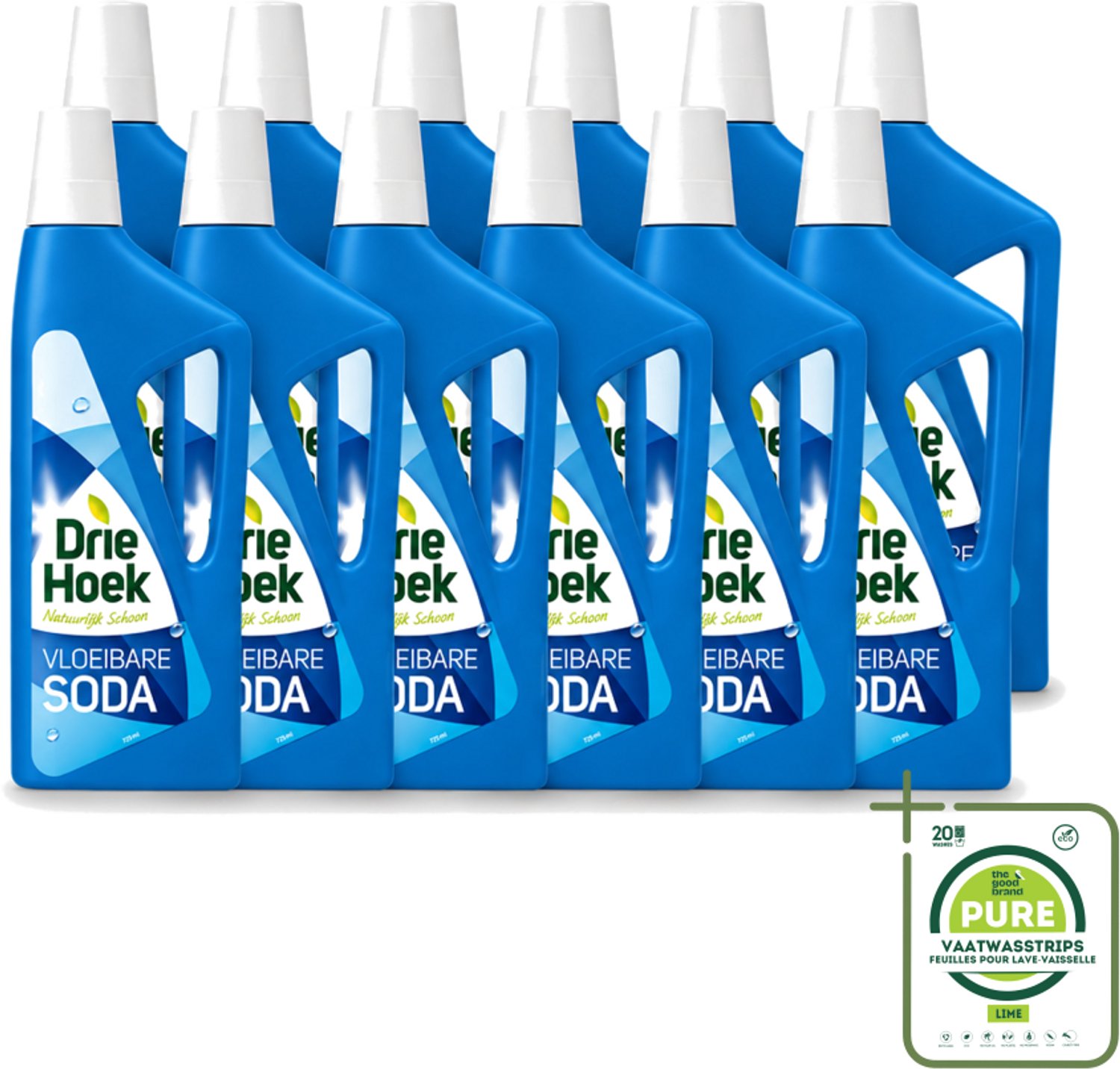 12 x Driehoek – Vloeibare Soda – 725 ml - Grootverpakking - Vaatwasstrips - Vloeibare Soda - Schoonmaakmiddel - Vlekken Verwijderen - Textiel Reinigen - Steen Reinigen