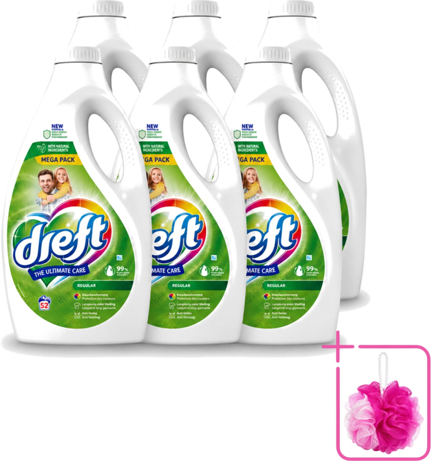 6 x Dreft – Regular – Vloeibaar Wasmiddel – 2,34 liter – 52 wasbeurten - Bulkverpakking - Wasmiddel - Douchemop - Geconcentreerd wasmiddel