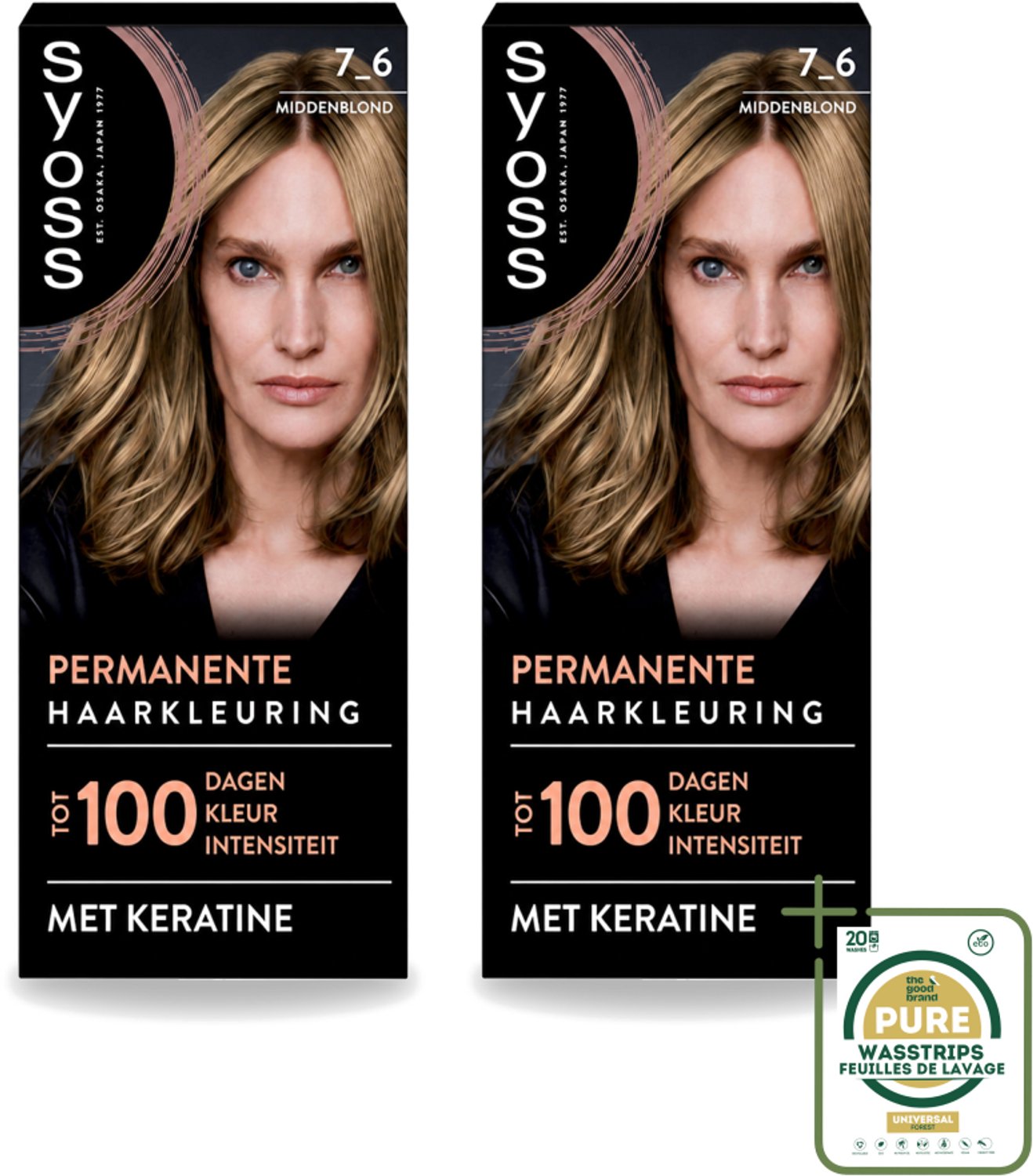 2 x SYOSS - Coloration 7-6 Middenblond - Haarverf - Grijsdekking - Vermindert Haarbreuk - Wasstrips - Haarverf - Permanente Haarkleuring - Grijsdekking - Keratine - Haarkleur