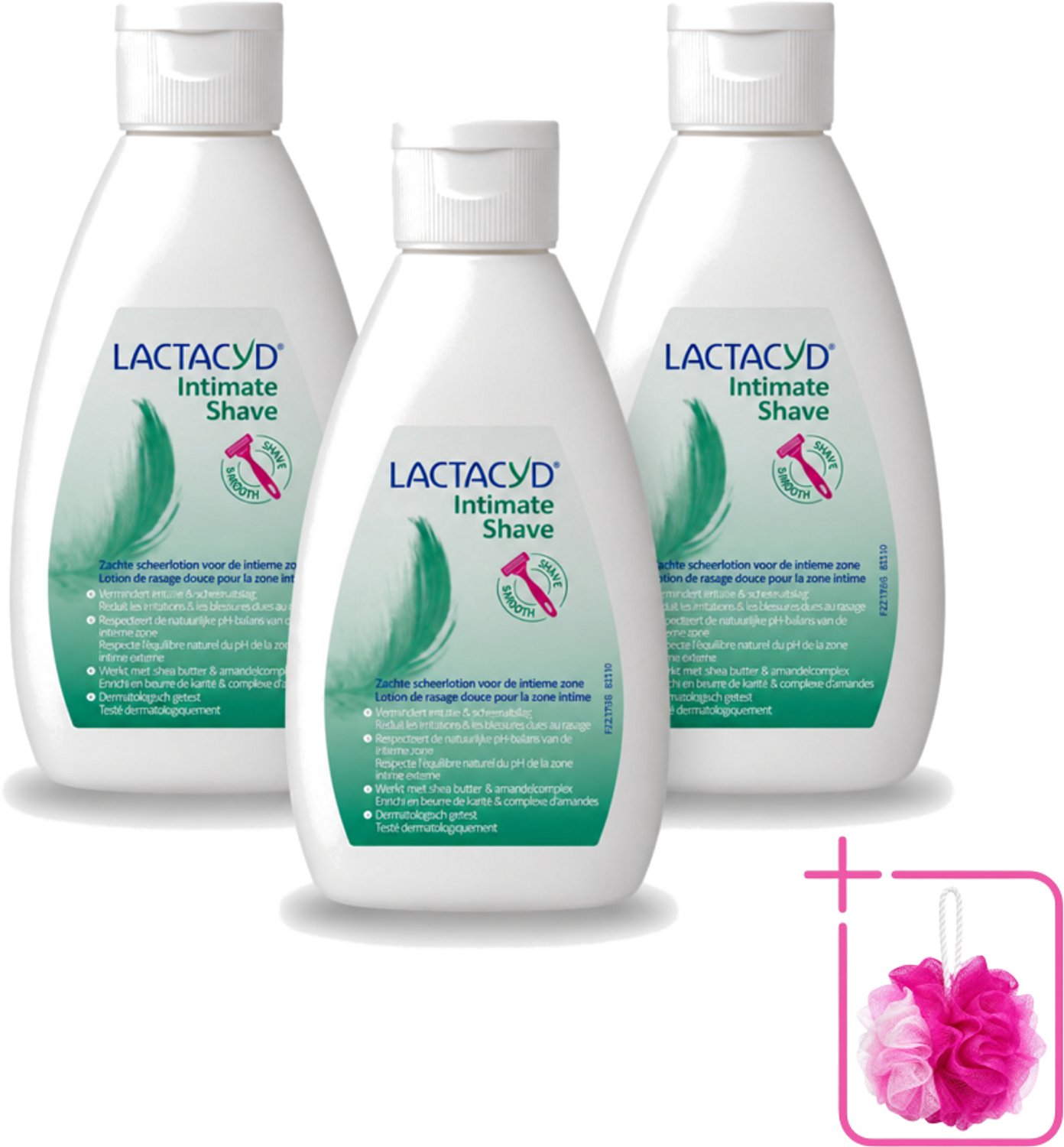 3 x Lactacyd – Intimate Shave – Scheerlotion – 200 ml - Bulkverpakking - Intieme scheerlotion - Douchemop - Gevoelige huid