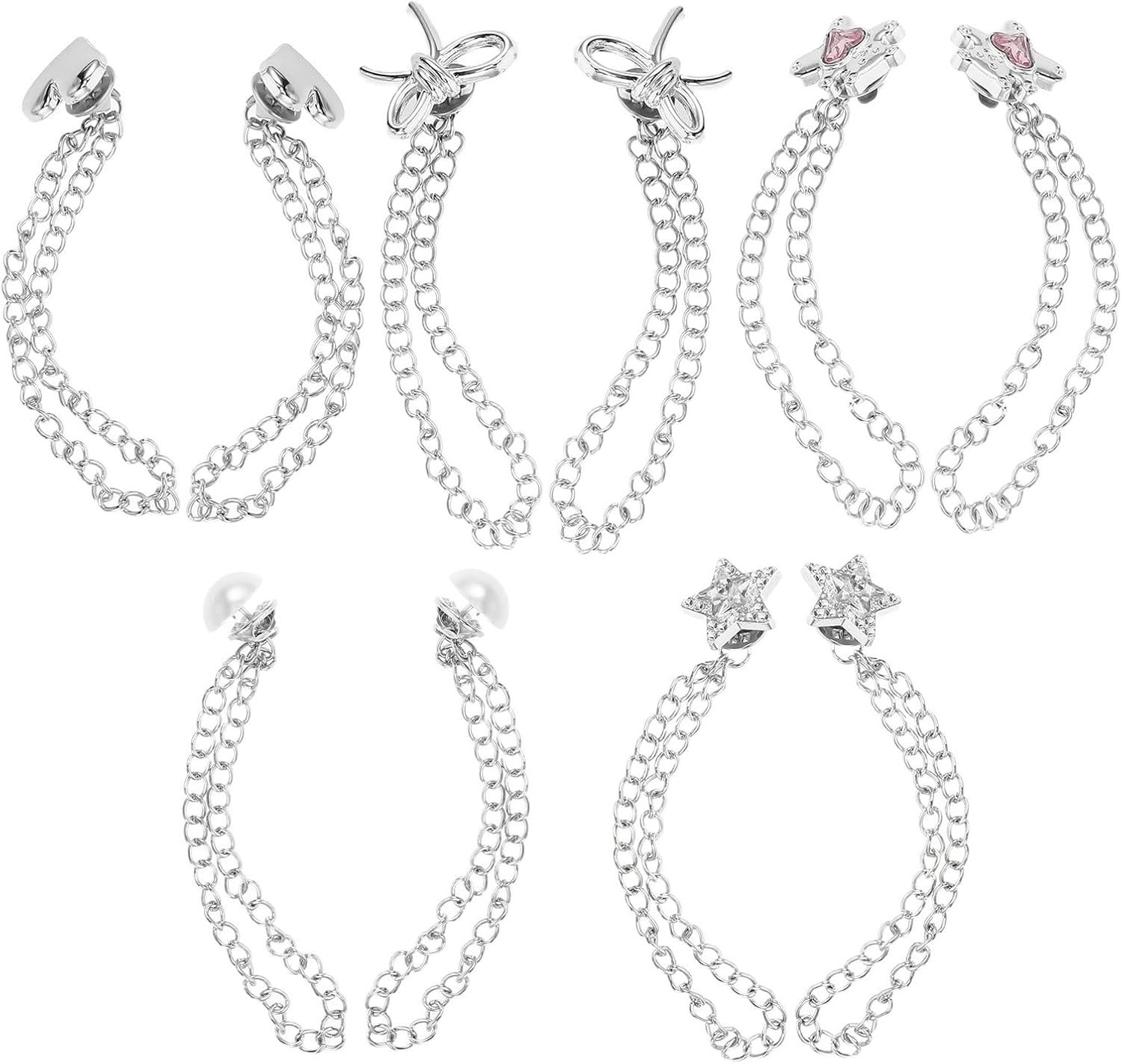 5 Paar Broekspelden voor Verstelbare Zilverkleurige Metalen Broekboordclips met Ketting Duurzame Anti-sleep Slipper Gespen voor Jeans Casual Broeken Voorkomt Slijtage Struikelen