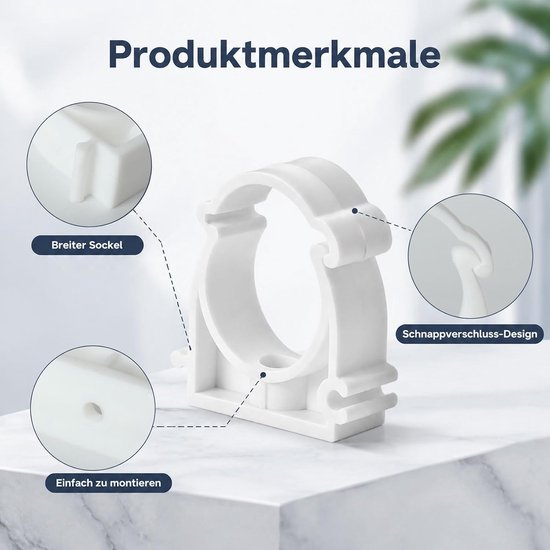 30 stuks buisklemmen 32 mm, kunststof bevestigingsklem — afbeelding 2
