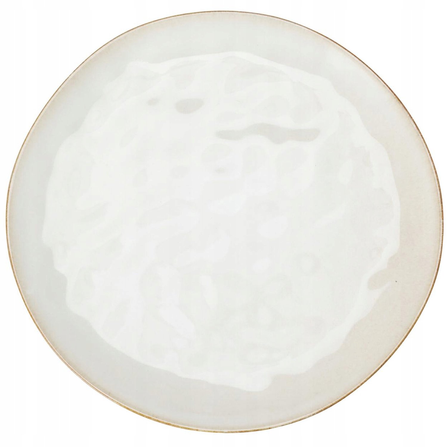 Grote witte dinerbord met bruine rand, 27,8 cm, reactief glazuur