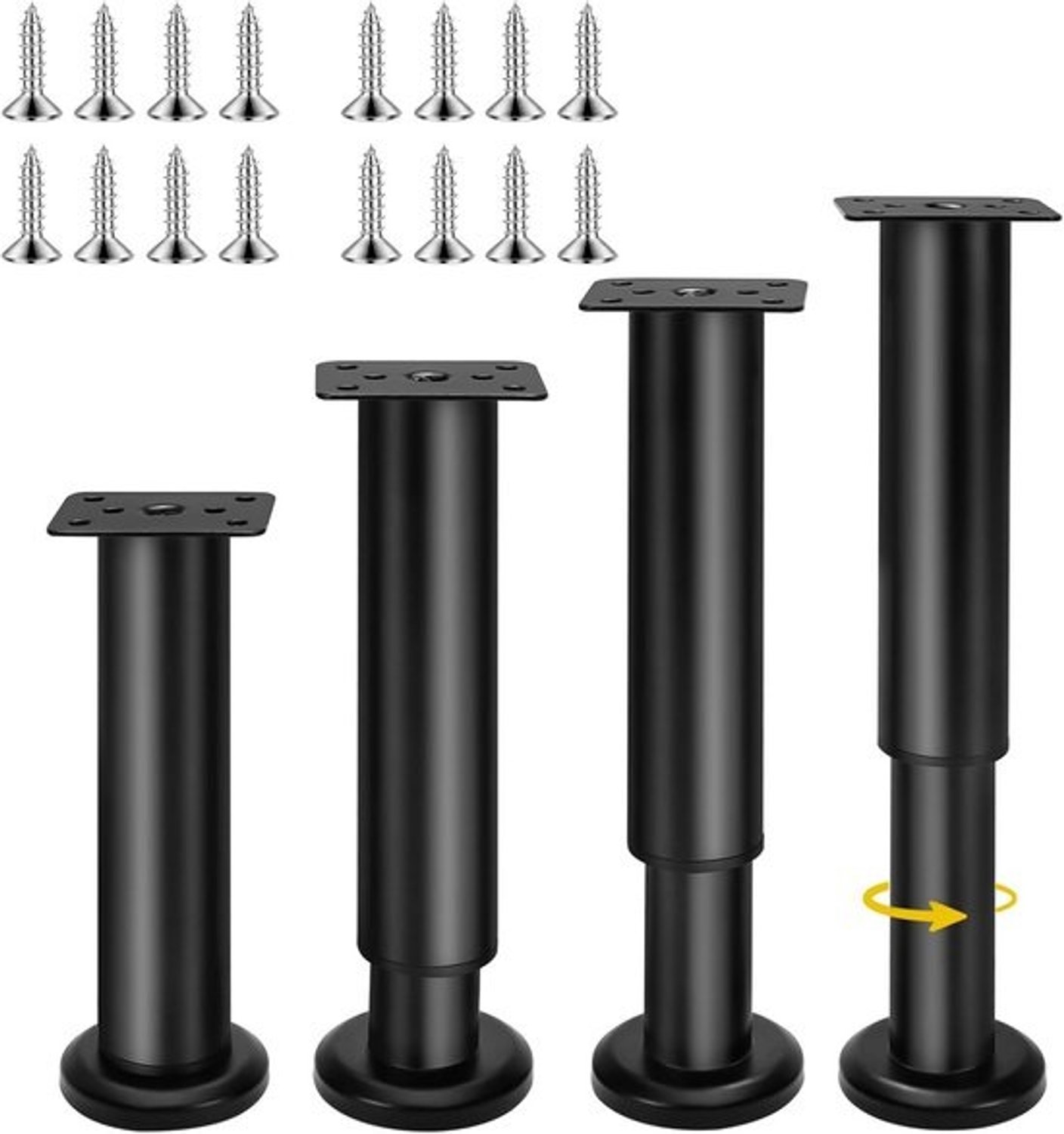 Verstelbare meubelpoten zwart metaal 4 stuks DIY hoogte 18-30 cm voor kast bed bank stoel