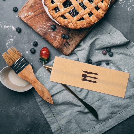 100 Stuks Kraft Papieren Bestekzakjes Lichtgewicht Scheurbestendig Wegwerp Bestekhouder voor Restaurant Thuisgebruik Geschikt voor Vorken Lepels Praktische Tableware Zakken — afbeelding 3