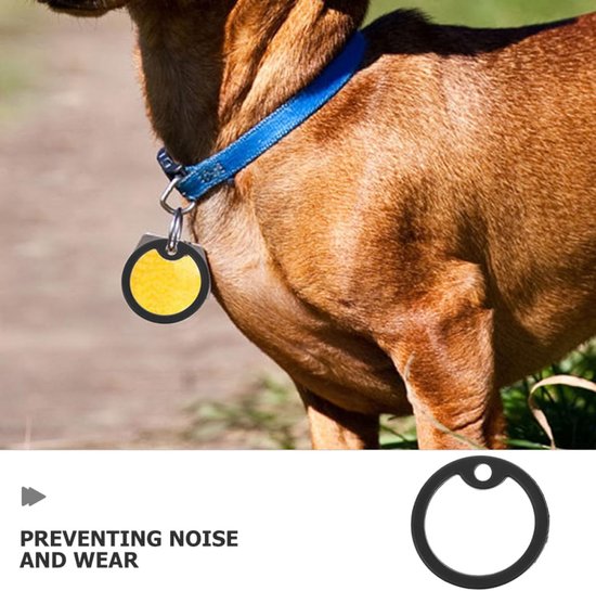8stuks Zwarte Silicone Dog Id Tag Silencers Geluidsreducerende Bescherming Voor Hondenhalsbanden Duurzame Rubber Beschermers Voor Huisdieren Met Eenvoudige Toepassing — afbeelding 5