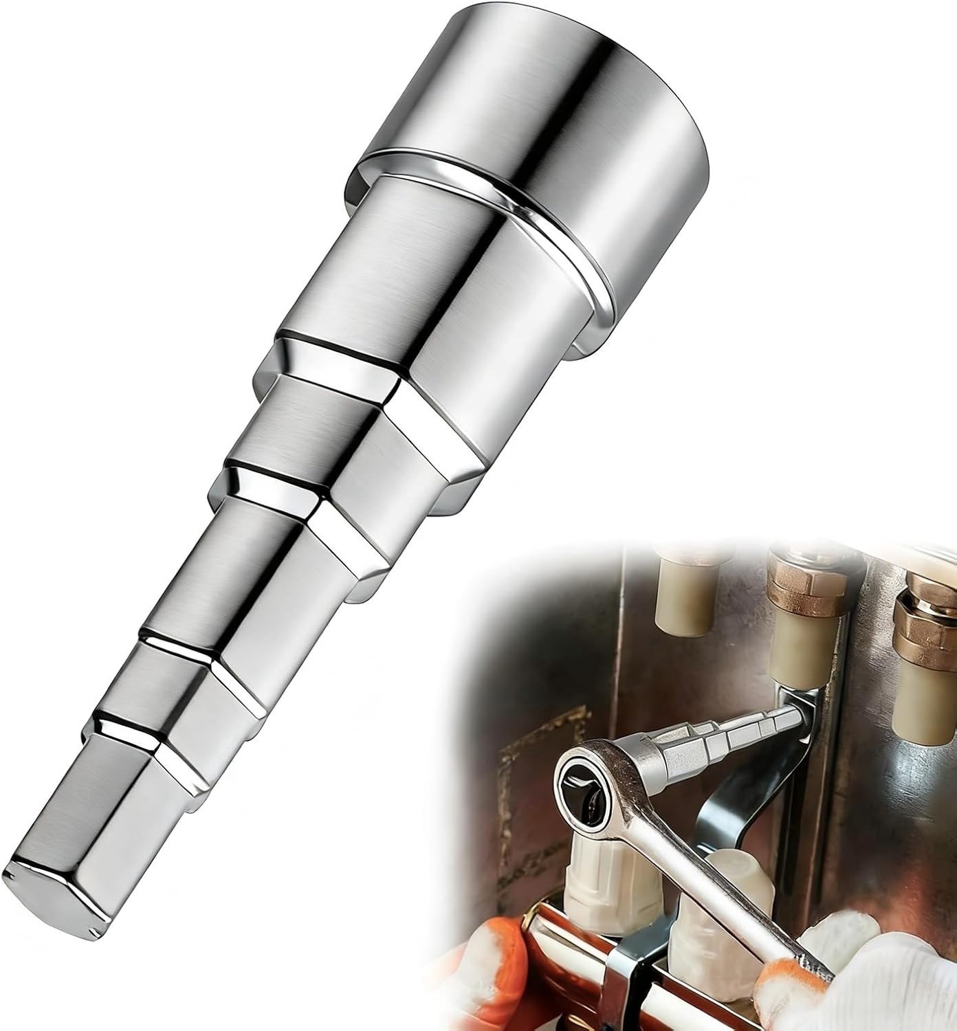 Radiatortredesleutel - Zilver - 5-traps - Chroom-vanadium staal - Voor Sanitair