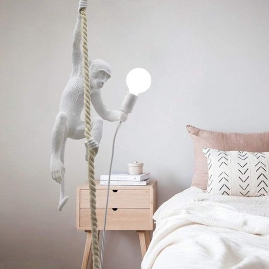 Hars Henneptouw Aap Hanglamp Loft Vintage Industriële Edison Plafond Hanglamp voor Eetkamer Woonkamer Kinderslaapkamer Wit — afbeelding 3