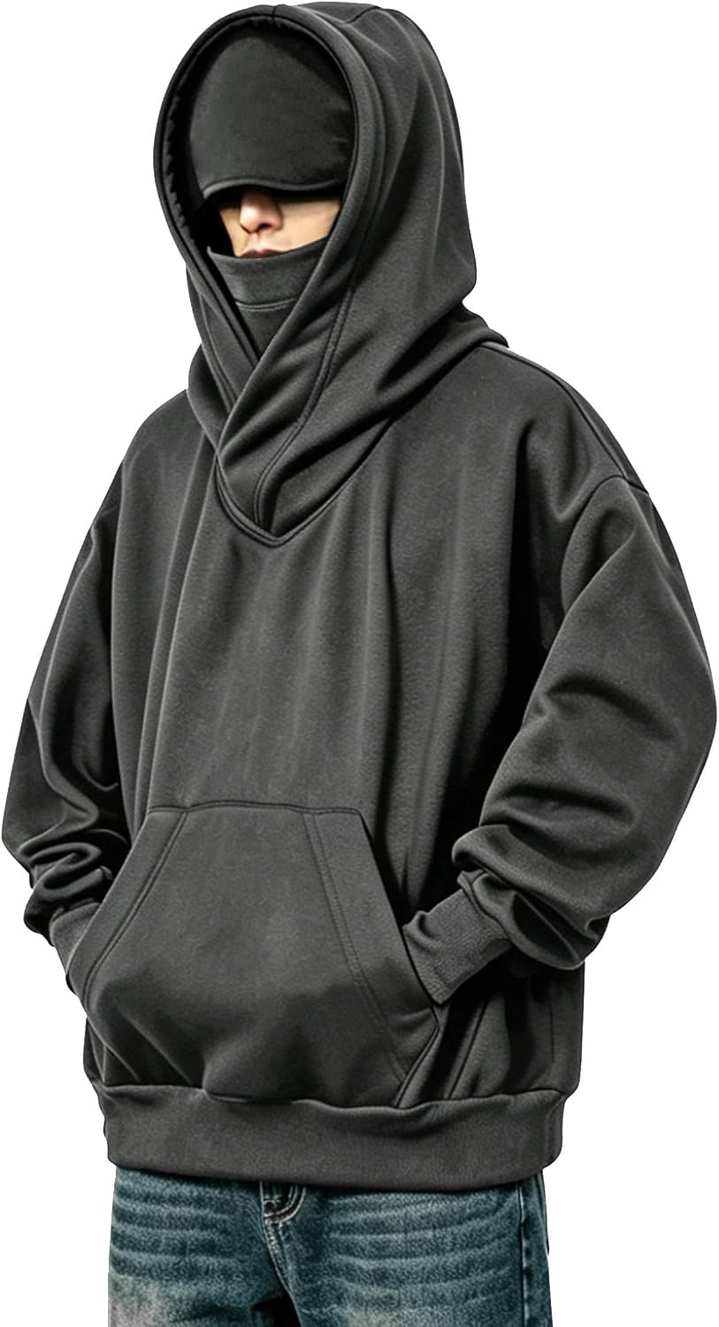 Fleece Hoodie voor Heren met Gezichts & Oogmasker Airplane Hoodie