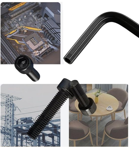 20 stuks M4 X 12mm Zeskantkopbout met Inbus - Cilinderzeskantkopbouten Volledig Gemonteerde Bouten RVS 304, Zwart — afbeelding 5