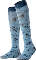 FALKE Rose Brush gedessineerd materiaal halfdoorzichtig 40 DEN kniekousen dames blauw - maat 39-42