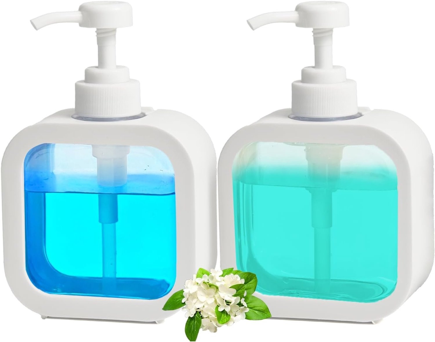 Set van 2 Navulbare Zeepdispenser met Verwijderbare Transparante Fles voor Makkelijk Vullen, Ideaal voor Shampoo, Conditioner en Handzeep in Badkamer en Keuken