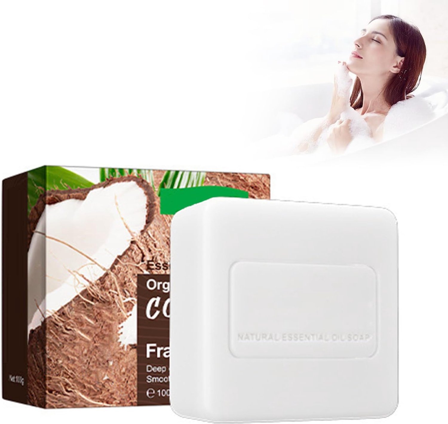 Kokosoliezeep, 100 g kokosolie voor het lichaam, gladde lichaamshuid, zachte peeling, dieptereiniging, zeep