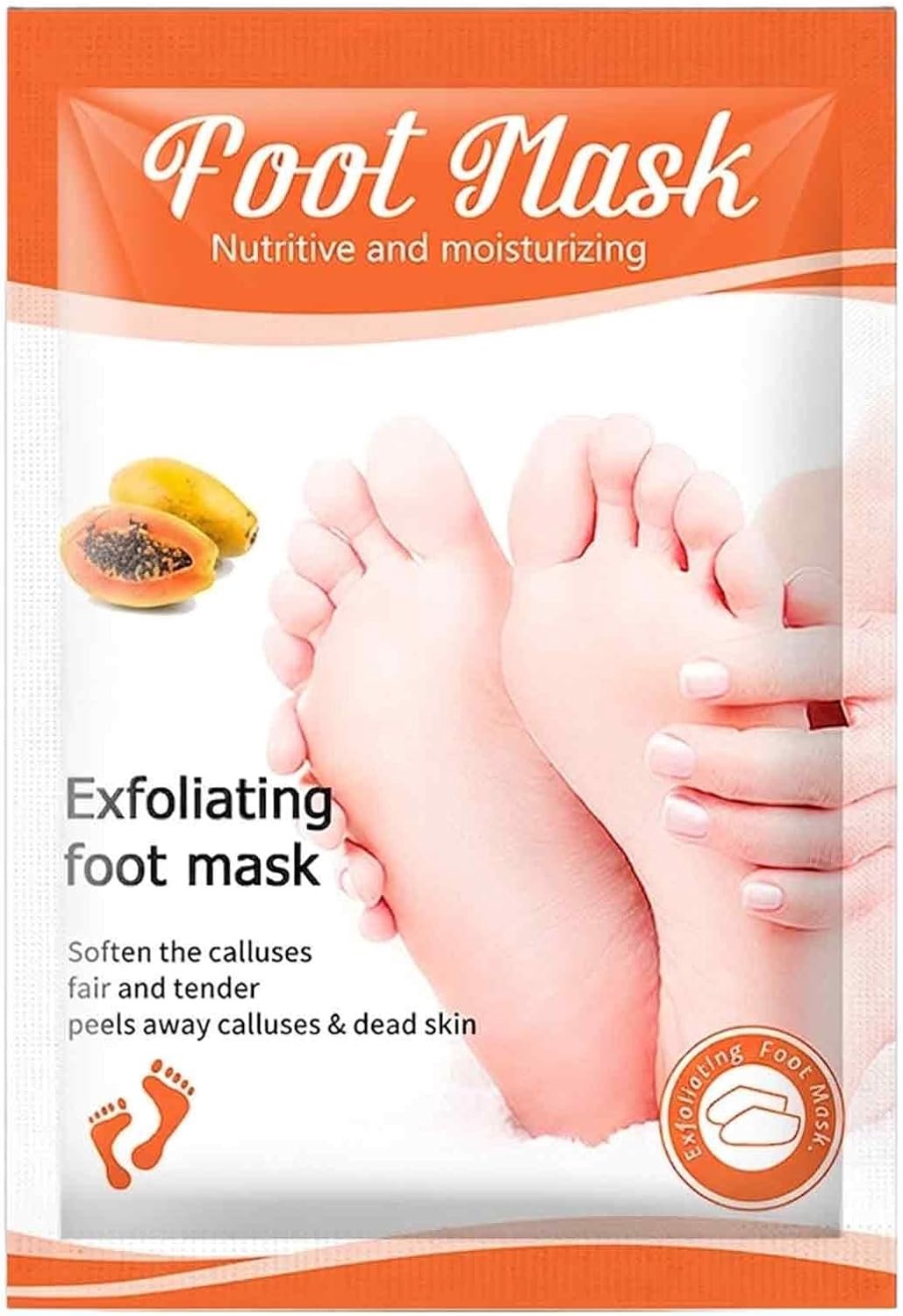 2 paar voetmasker met papaya-extract, voetpeelingmasker tegen eelt en droge voeten, eeltsokken voor intensieve voetverzorging en vocht, wit