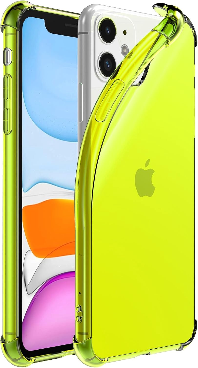 hoesje geschikt voor Smartphonica iPhone 11 transparant siliconen hoesje - Neon Geel
