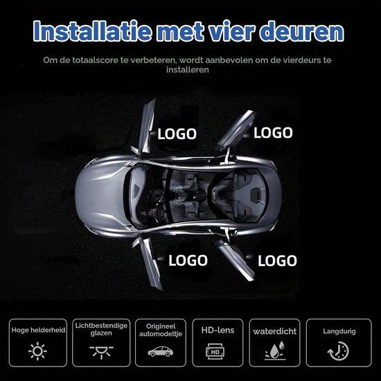 4 stuks LED-licht autodeur-logo projector, deurverlichting en instapverlichting voor ABCE Class GLA GLC GLE W176/W177/W246/W205/W212/W213/W166/W167/X235 — afbeelding 2