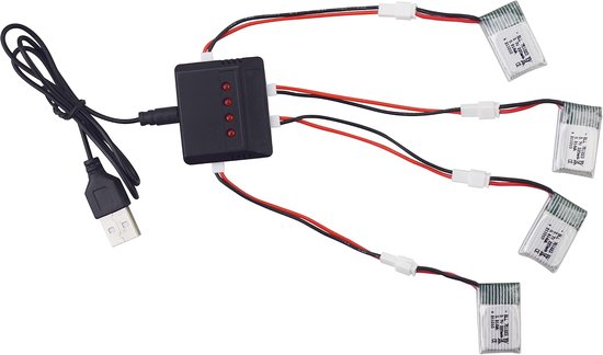 4 stuks 3,7V 220mAh LiPo-accu & 4-in-1 evenwichtslader voor E010 E011 E011C E013 GoolRC T36 NINHUI NH010 F36 H36 HS210 SANROCK GD65A ATOYX AT-666 Quad. -Rotor Drom hne — afbeelding 3