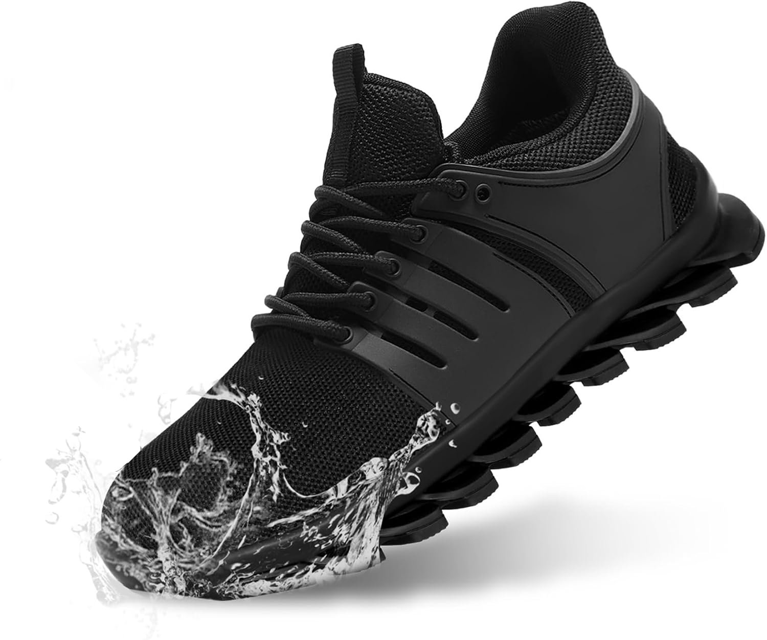 Veiligheidsschoenen voor heren waterdicht stalen neus trainers slip-on werk lichtgewicht industriële werk sneakers, Zwart, 44.5 EU