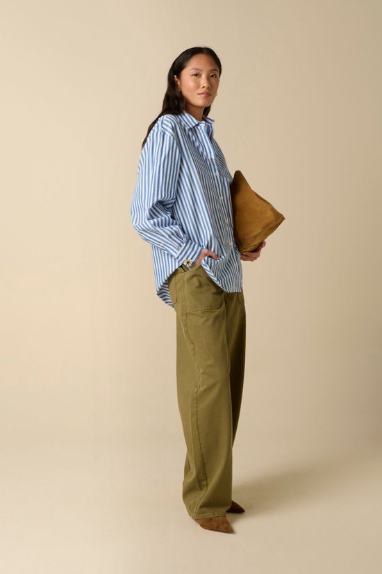 Donkergroene Mid Waist Barrel Broek