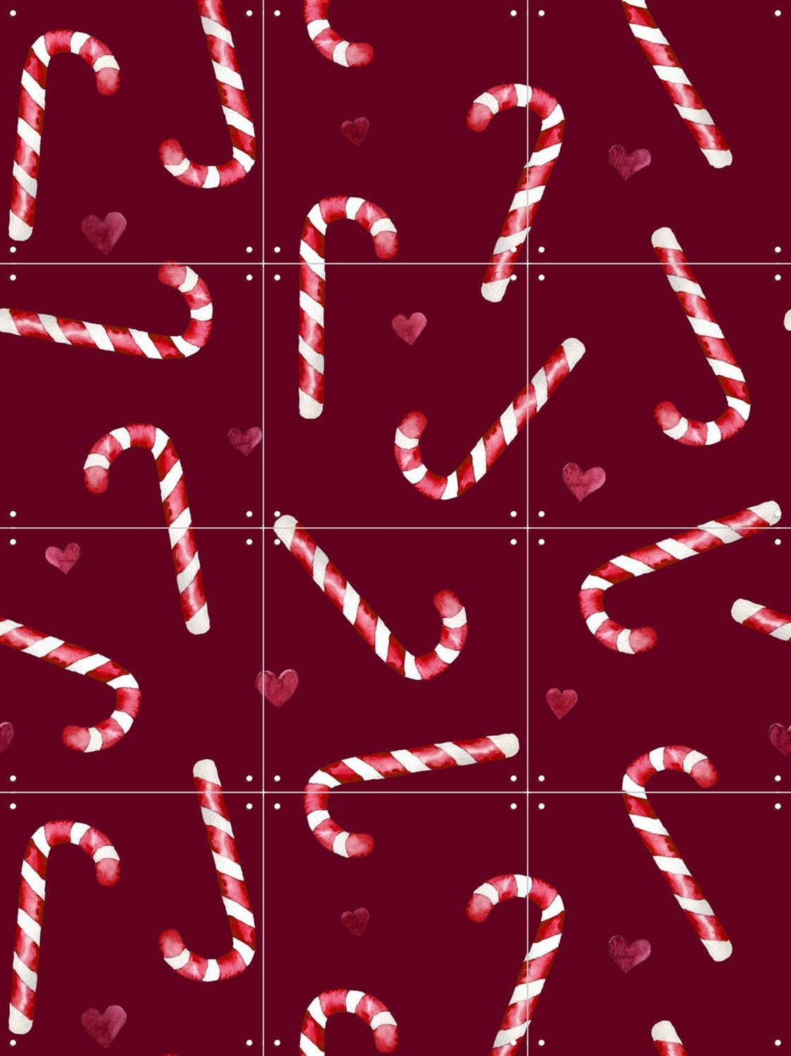 IXXI Candy Cane Love, Palmartprints - 60 x 80 cm - Grote wanddecoratie en posters - Speels, Woonkamer, Slaapkamer, Kerst Rood