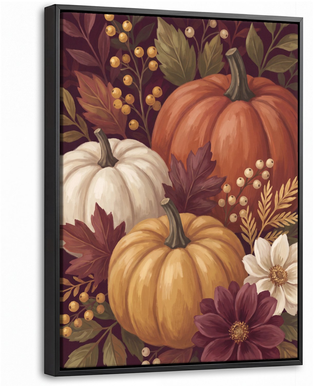 Canvas Schilderij met Baklijst 30x40cm - Pompoen - Herfst - Natuur - Muurdecoratie woonkamer - Slaapkamer decoratie - Kamer accessoires - Schilderijen op canvas met lijst