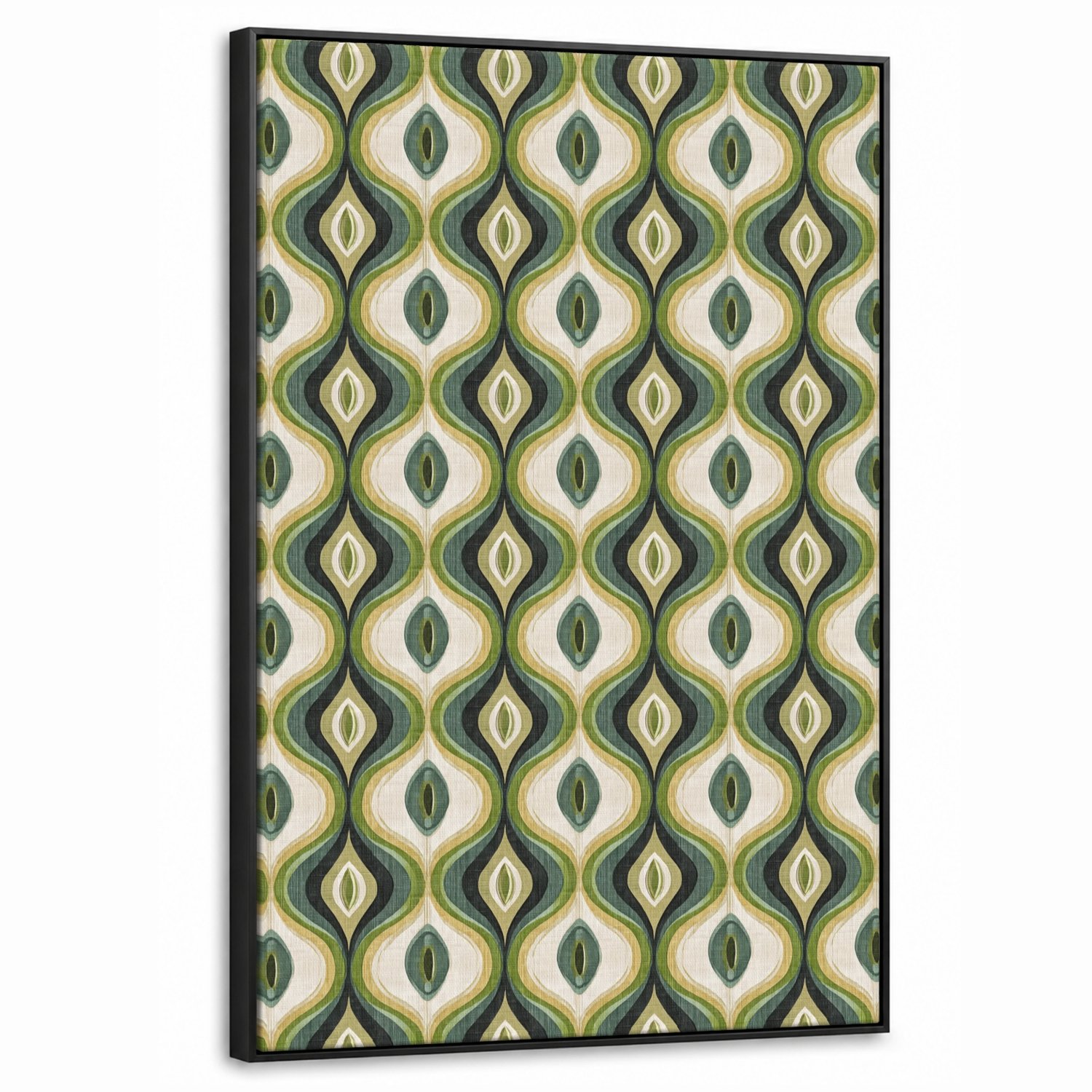 Canvas Schilderij met Baklijst 60x90cm - Abstract - Ritmisch - Groen - Muurdecoratie woonkamer - Slaapkamer decoratie - Kamer accessoires - Schilderijen op canvas met lijst