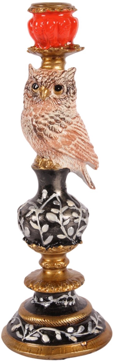 Baroque Kandelaar - Kandelaar Uil 26 cm - Multi - Resin - 26x9x9 - Polyresin Mixed