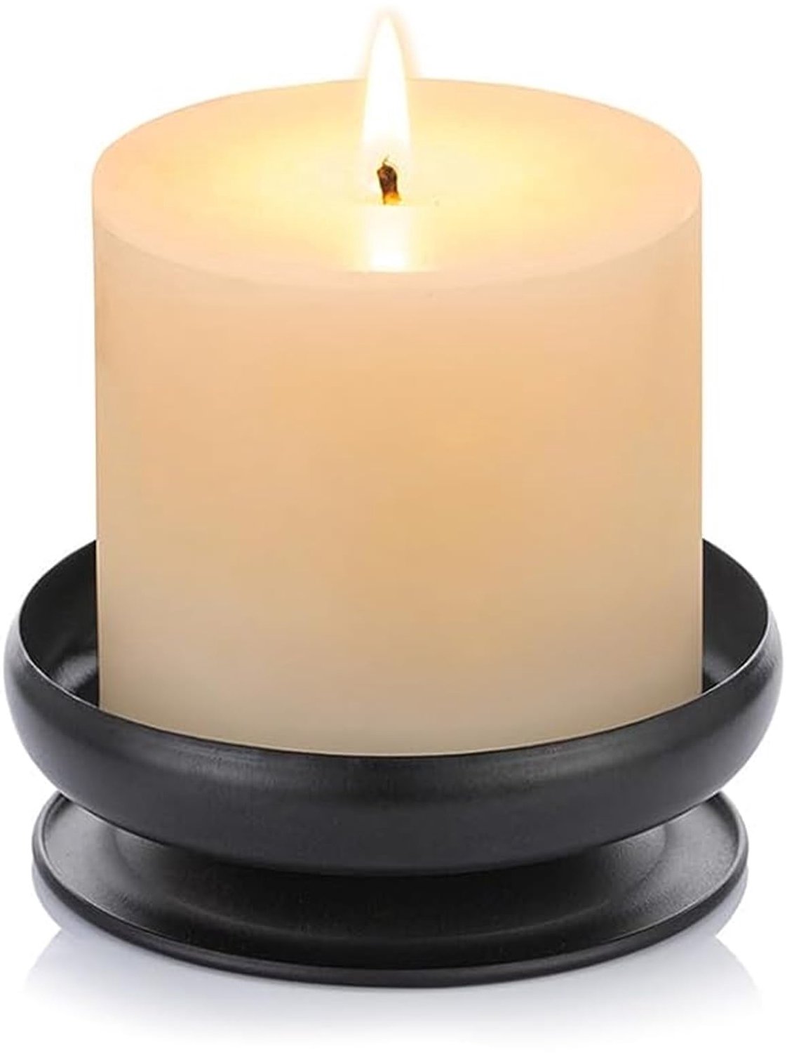 Famanu Metalen kaarsenstandaard met een doorn van 1 cm en een diameter van 10 cm, moderne en stijlvolle decoratieve kandelaar voor bruiloften, kerstmis en andere feestelijke gelegenheden wit