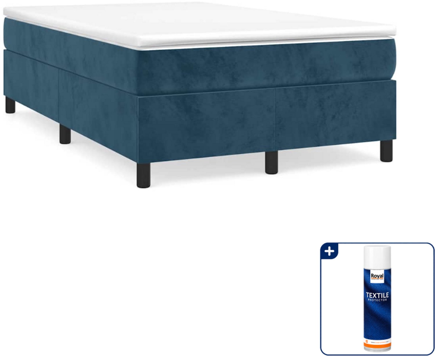 vidaXL boxspring bed - 120 x 200 cm - fluweel - donkerblauw - Inclusief textielbeschermer 500 ml Groen