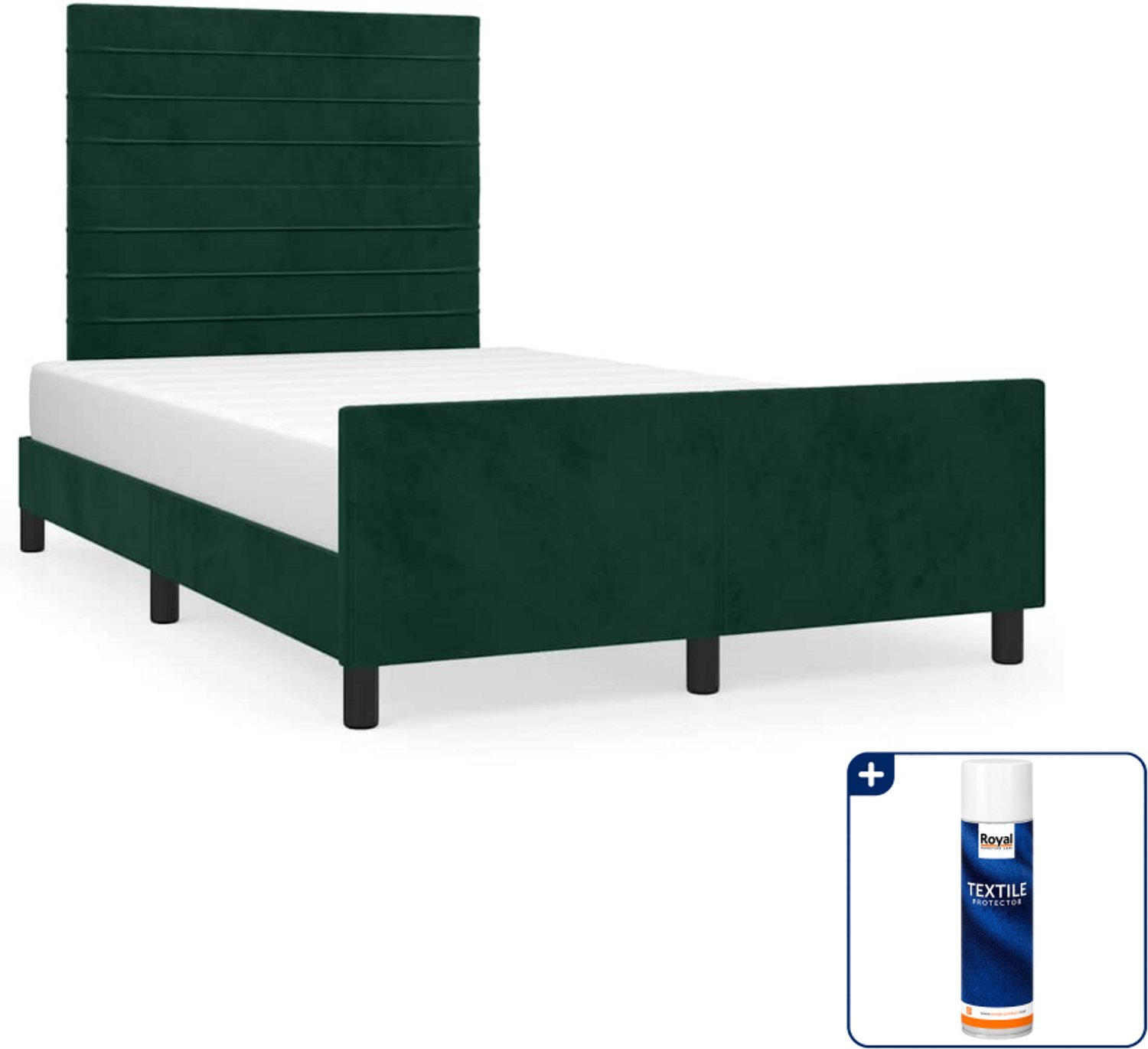 vidaXL bedframe - 120 x 200 cm - fluweel - donkergroen - Inclusief textielbeschermer 500 ml