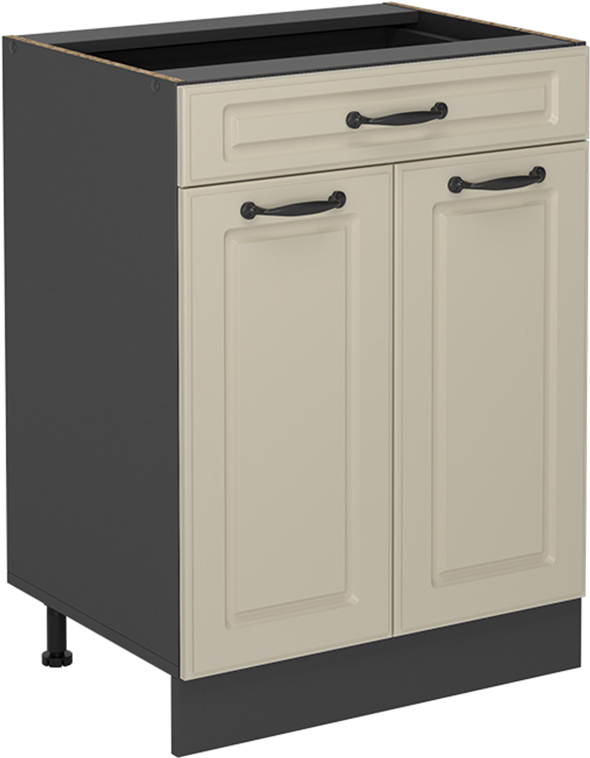 Vicco Keukenonderkast R-Line, Zand landelijk/Antraciet, 60 cm met lade zonder werkblad