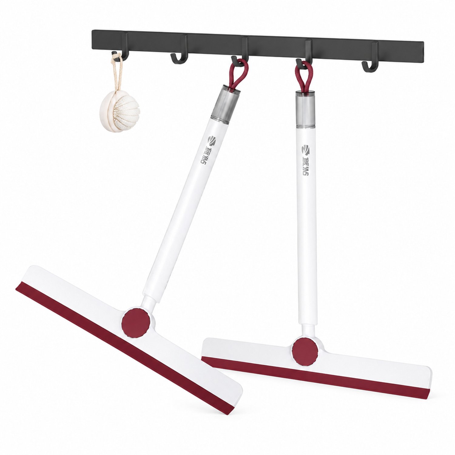 Handmatige glas- en tafelwisser - Set van 2 - 37 cm lang - Wiskop van 28 cm met TPR-wisstrip en ophanglus