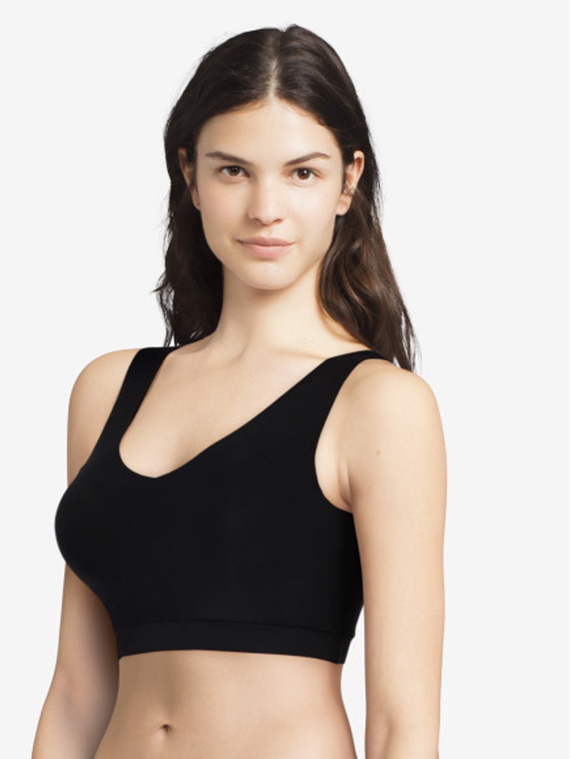 Chantelle SoftStretch - V-Neck Voorgevormde Top - naadloos - onzichtbaar - ZWART