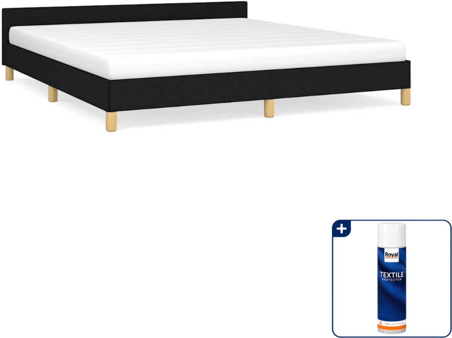 vidaXL Bedframe - Kingsize - 180 x 200 cm - zwart - Inclusief textielbeschermer 500 ml