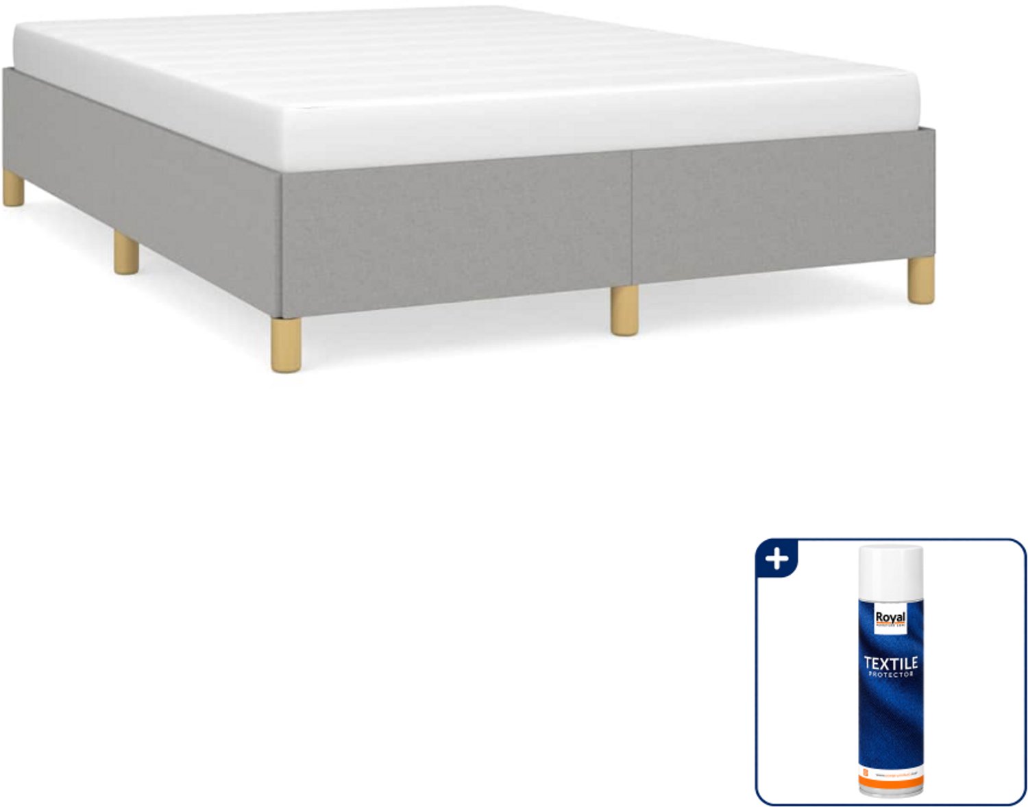 vidaXL bedframe - 140 x 190 cm - stof - lichtgrijs - Inclusief textielbeschermer 500 ml