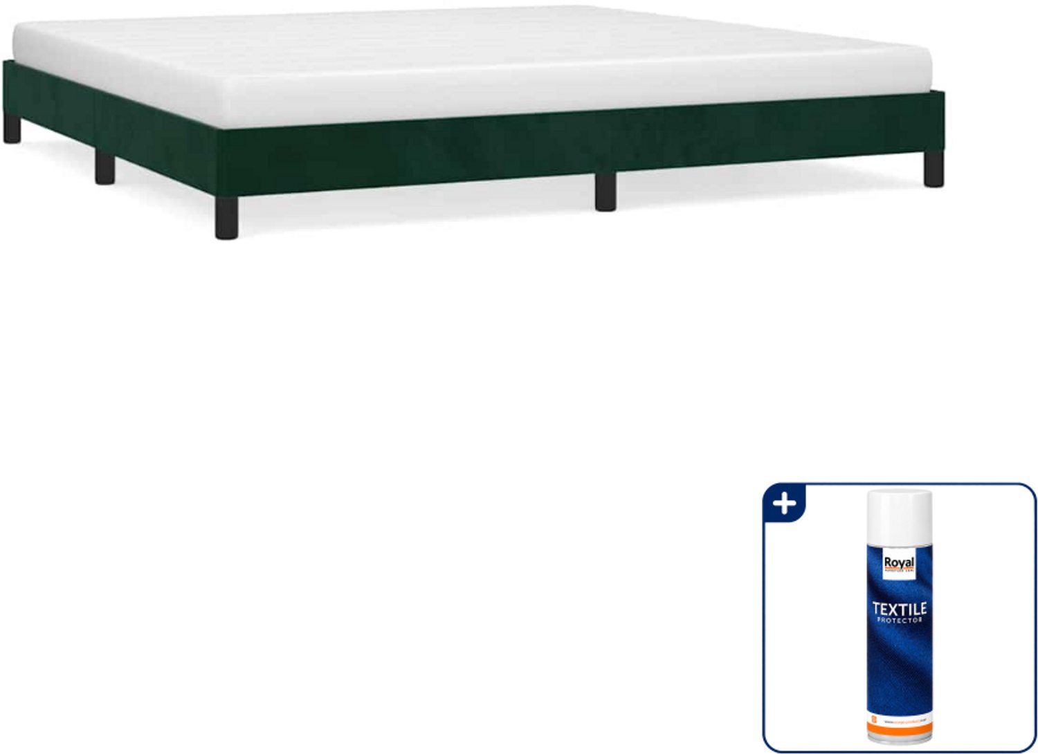 vidaXL bedframe - 200 x 200 cm - fluweel - donkergroen - Inclusief textielbeschermer 500 ml