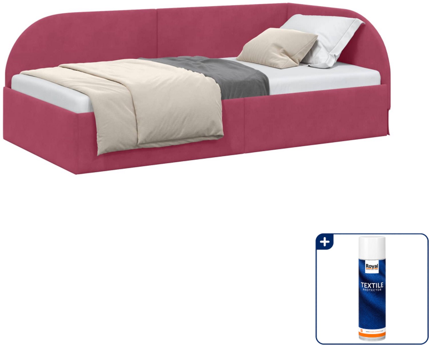 vidaXL hoekbedframe - 80 x 200 cm - fluweel - wijnrood - Inclusief textielbeschermer 500 ml